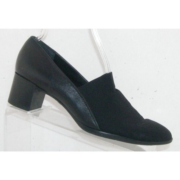 Munro American Biliee black leather slip on loafer block heels 9.5M - Picture 1 of 11